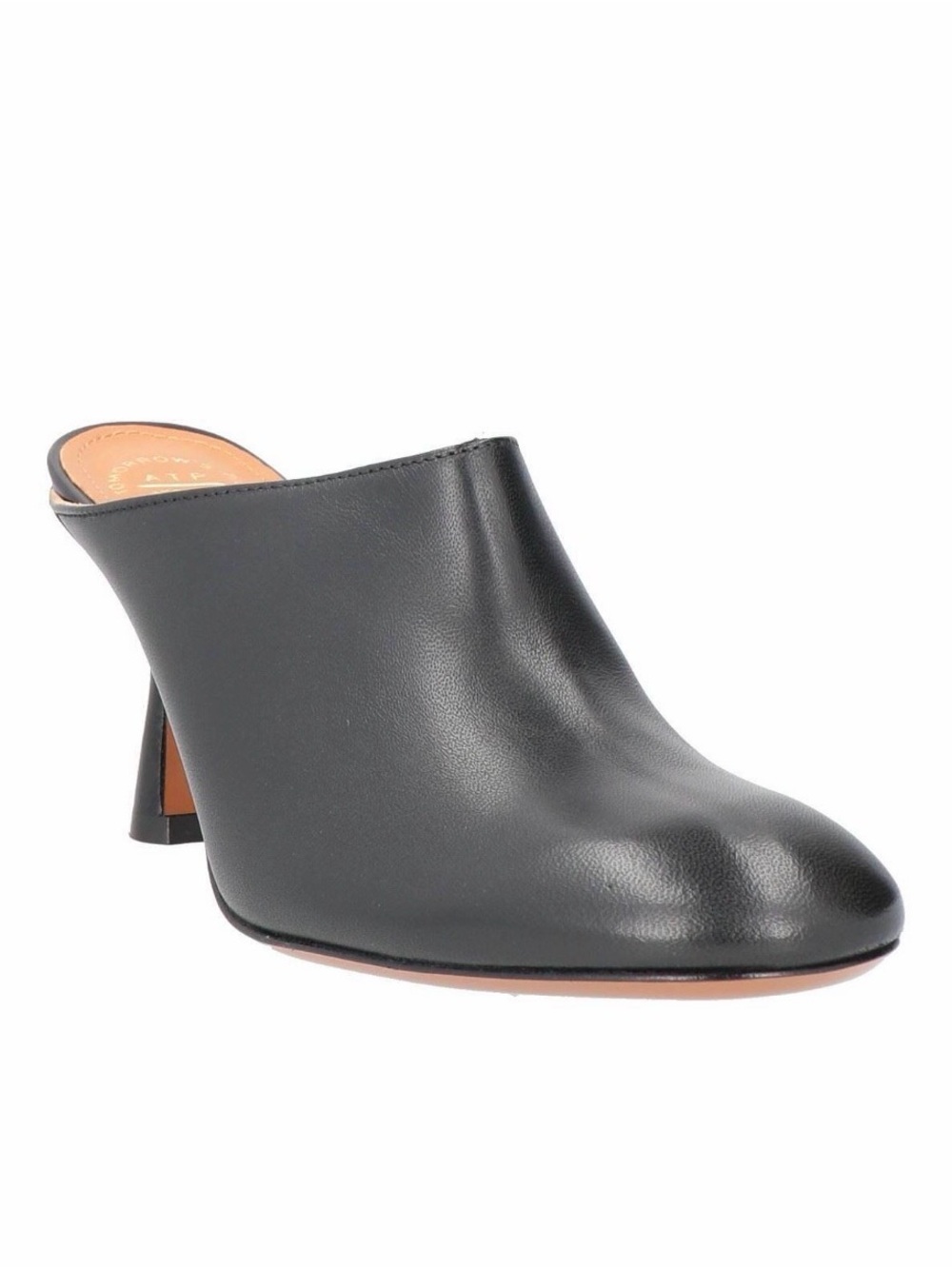 ATP Black Leather round Toe Heeled Mules Women's Size 9